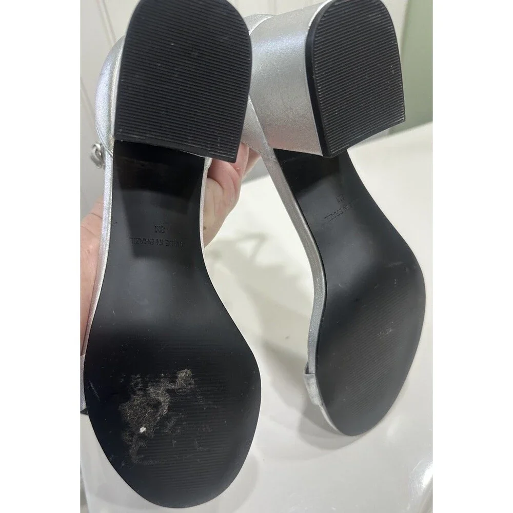 STEVE MADDEN Womens Irenee Luxe Open Toe Silver Formal Ankle Strap Sandals 8 M